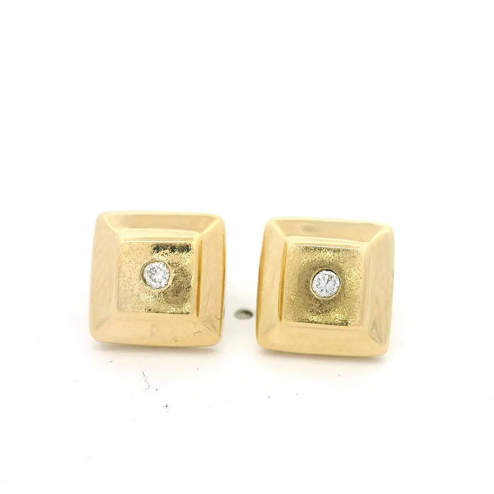 Aros Oro 18K Geométricos con Diamante