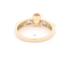 Anillo de Oro 14K Trilogy con Diamantes y Cuarzo Citrino