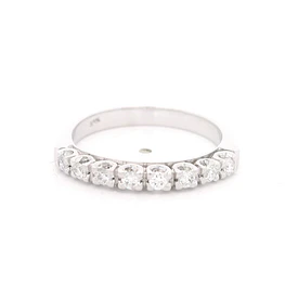 Anillo Oro Blanco 18K Cintillo con Diamantes