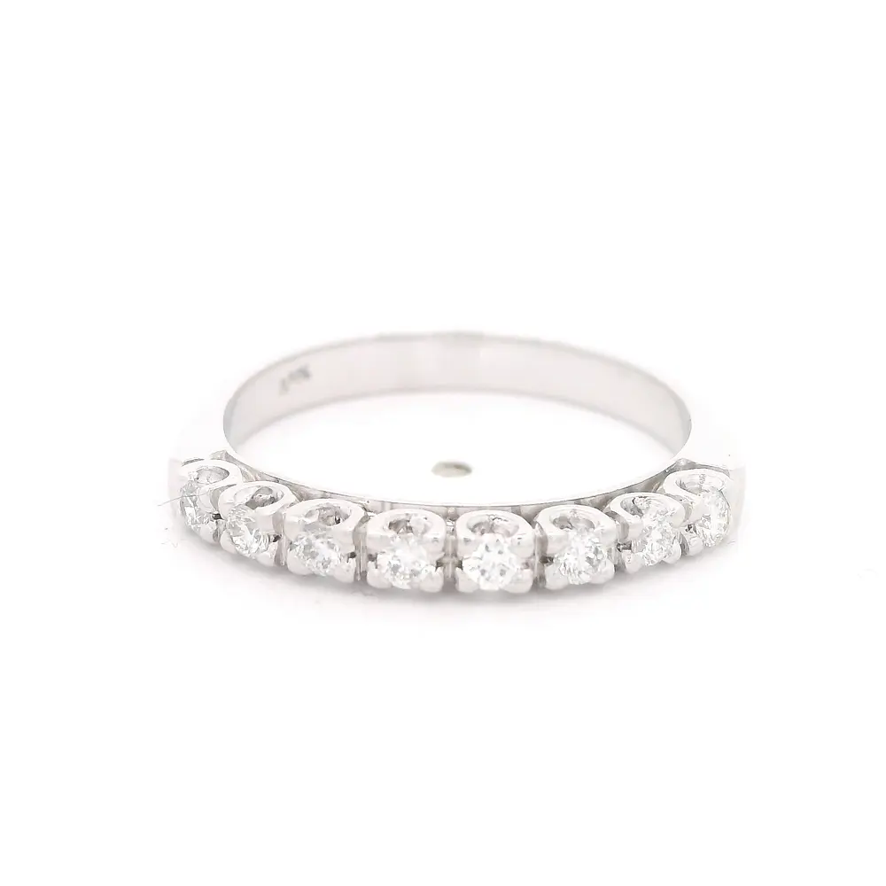 Anillo Oro Blanco 18K Cintillo con Diamantes
