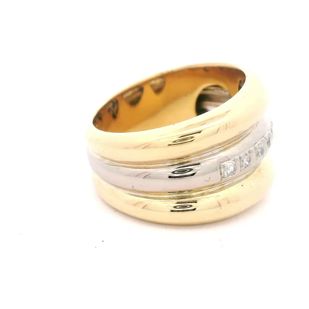 Anillo de Oro 18K Dos Oros con Diamantes