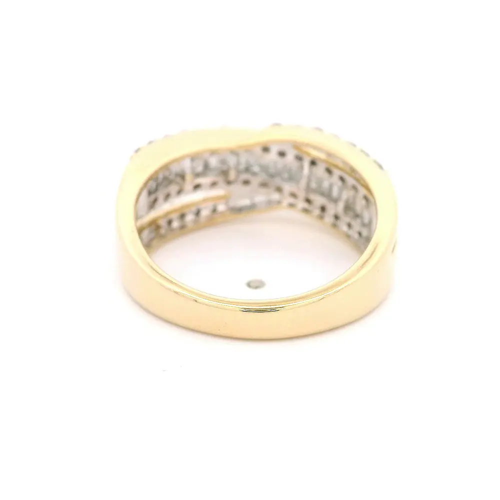 Anillo de Oro 18K Crossed Calado con Diamantes