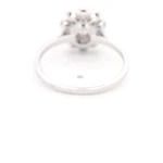 Anillo de Oro Blanco 18K Rodinado Rosetón con Diamantes