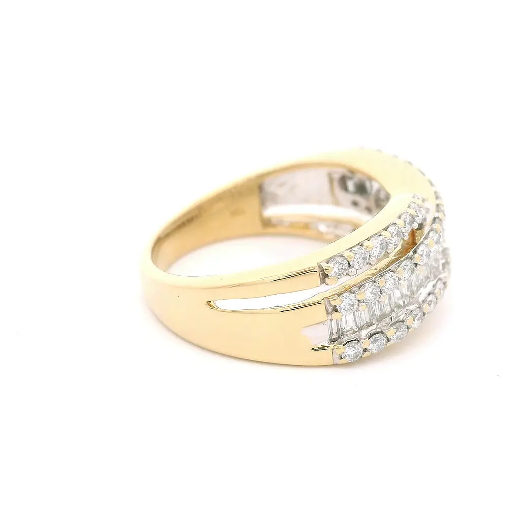 Anillo de Oro 18K Crossed Calado con Diamantes