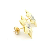 Aros Oro 18K Flor con Diamante
