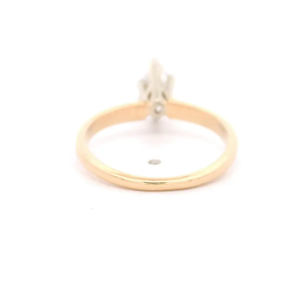 Anillo Oro 14K Solitario Diamante Marquise