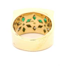 Anillo de Oro 18K Sello con Diamantes y Esmeraldas