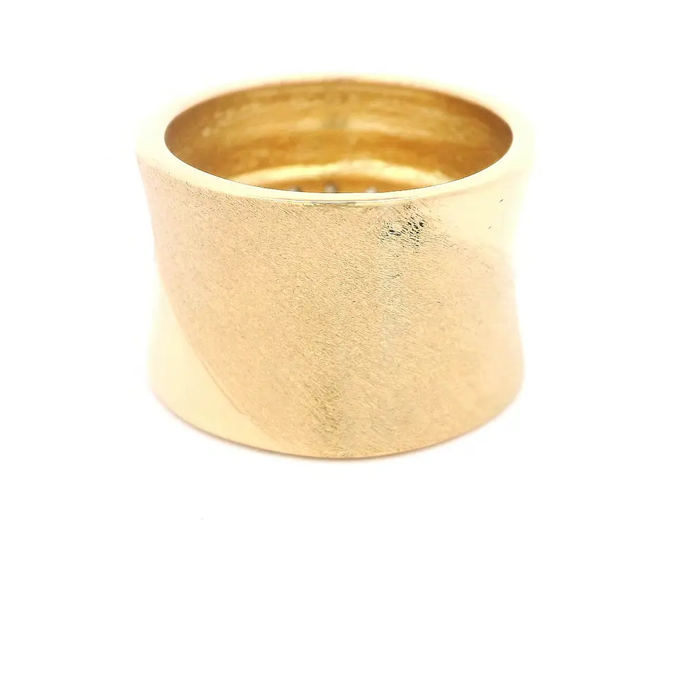 Anillo de Oro Amarillo 18K Tuerca con Diamantes
