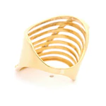 Anillo de Oro Amarillo 18K Ondulado Calado con Diamantes