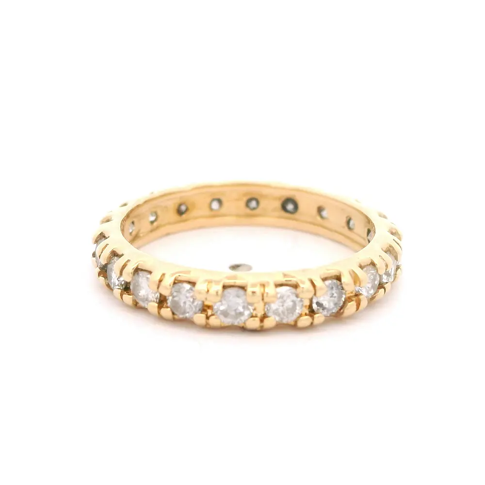 Anillo Oro 14K Cintillo con Diamantes