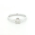Anillo de Oro Blanco 18K Solitario Rodinado con Diamante Natural