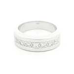 Anillo de Oro Blanco 18K Cintillo Rodinado con 7 Diamantes Naturales