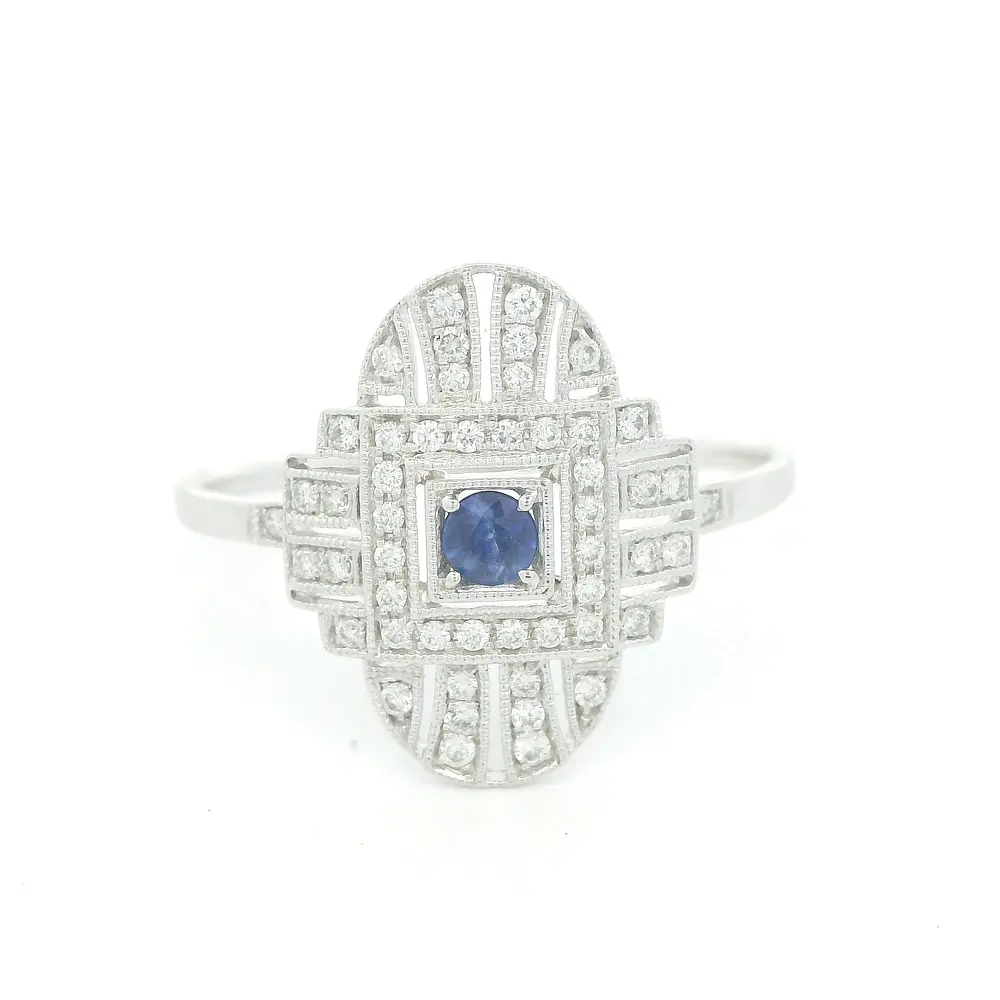 Anillo Oro Blanco 18K con Diamantes Naturales