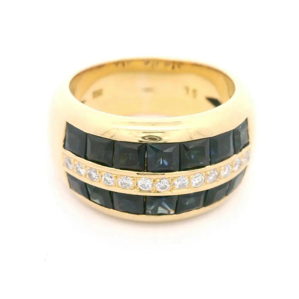 Anillo Oro 18K Bombe con Zafiros