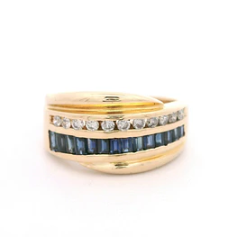 Anillo Oro 14K Cintillo con Zafiros
