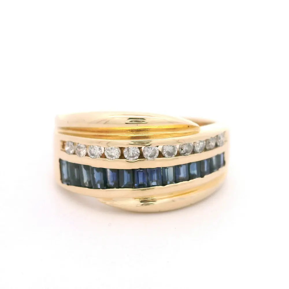 Anillo Oro 14K Cintillo con Zafiros