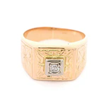 Anillo Oro 18K Sello con Diamante