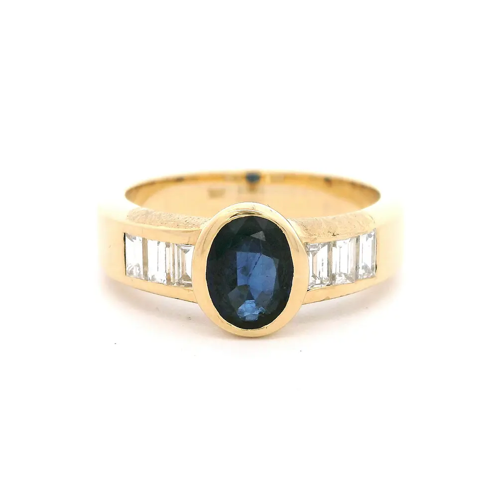 Anillo Oro 18K Solitario con Zafiro