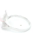 Anillo Oro Blanco 14K Flor con Diamantes y Perla