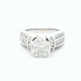 Anillo Oro 14K Flor con Diamantes
