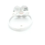 Anillo Oro Blanco 14K Flor con Diamantes y Perla