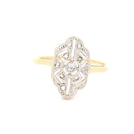 Anillo Oro 18K Geométrico con Diamantes