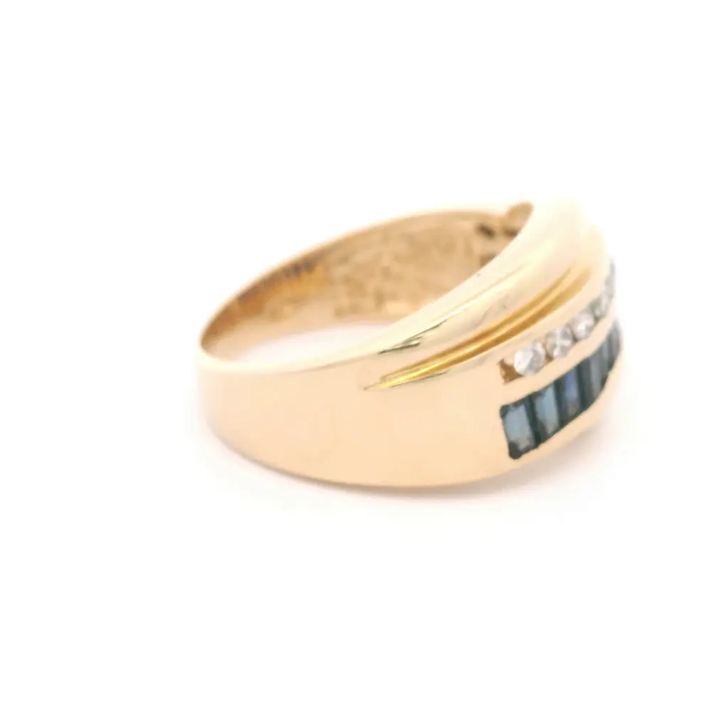 Anillo Oro 14K Cintillo con Zafiros