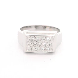 Anillo Oro 18K Sello con Diamantes
