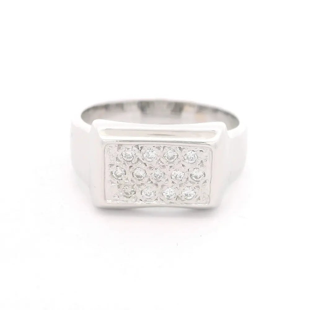 Anillo Oro 18K Sello con Diamantes