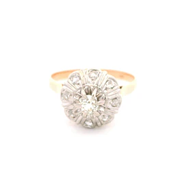 Anillo Oro 18K Flor con Diamantes