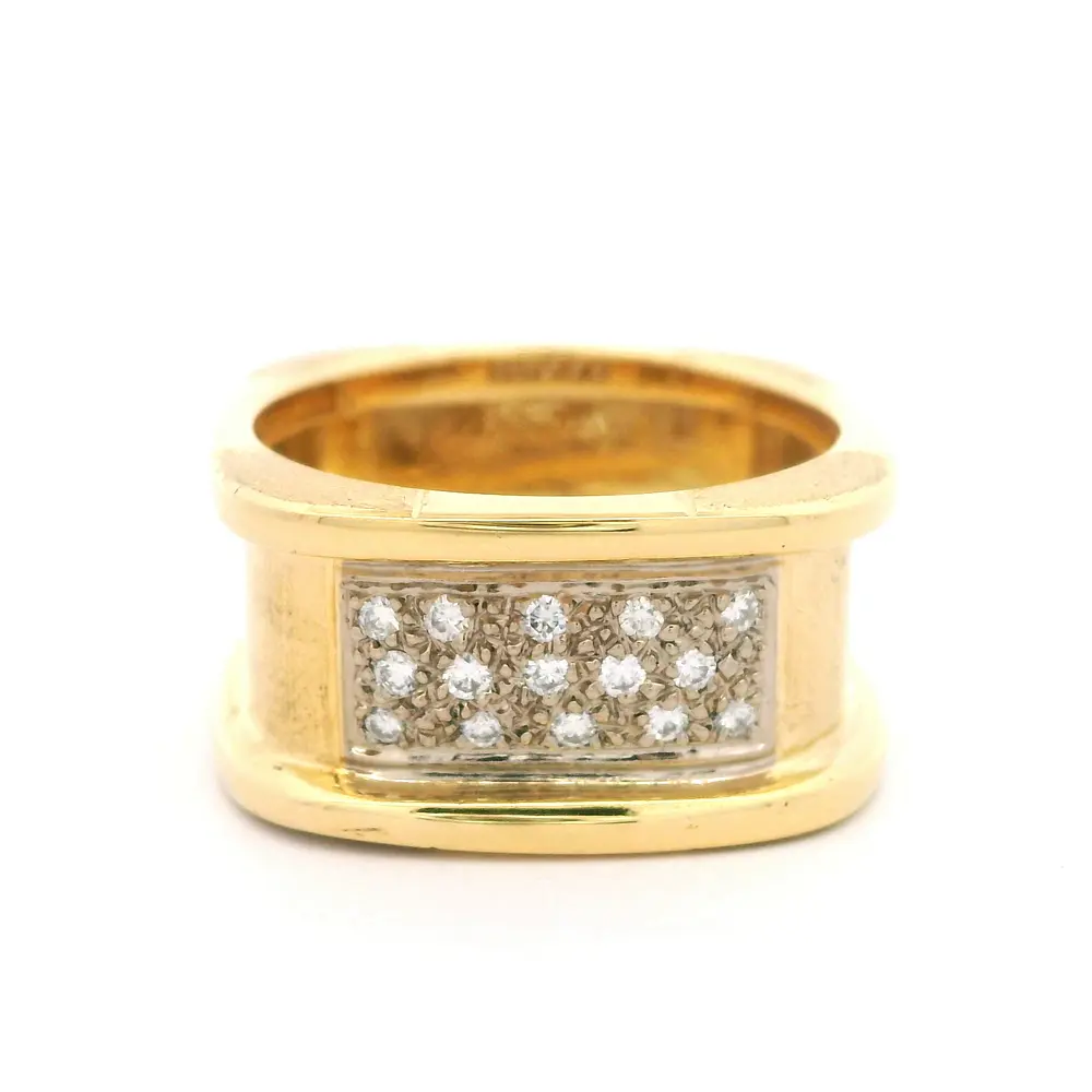 Anillo Oro 18K Sello con Diamantes