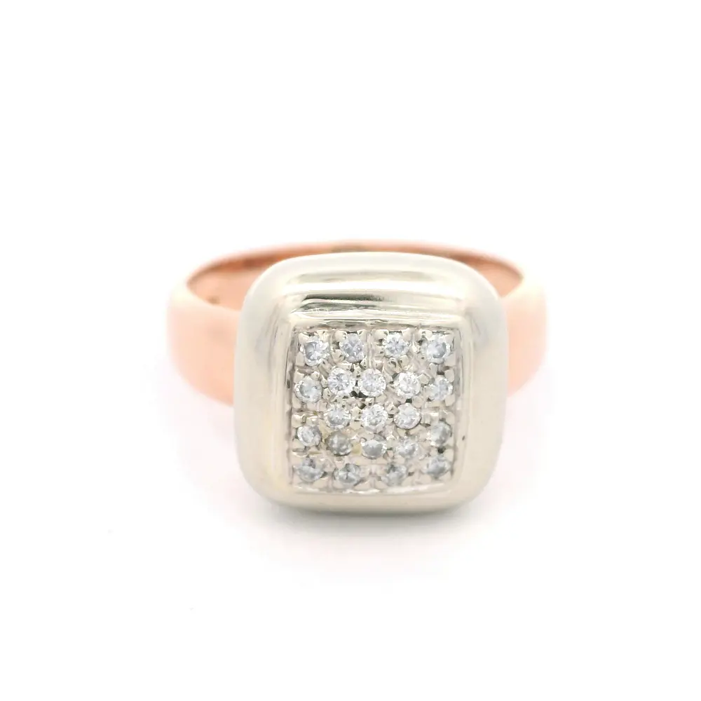 Anillo Oro 18K Halo con Diamantes