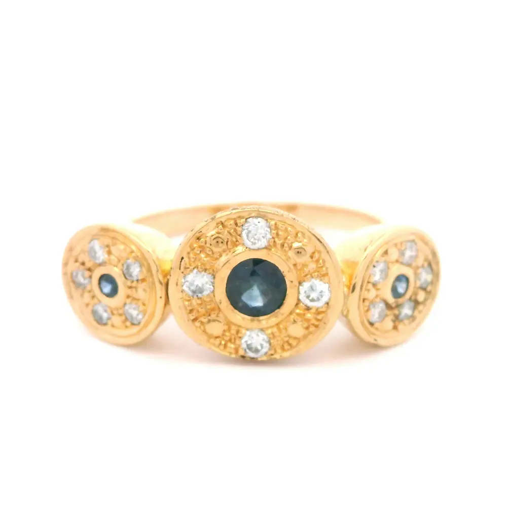Anillo Oro 18K Circular con Zafiros