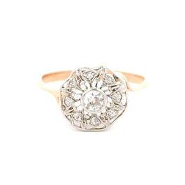 Anillo Oro 18K Flor con Diamantes