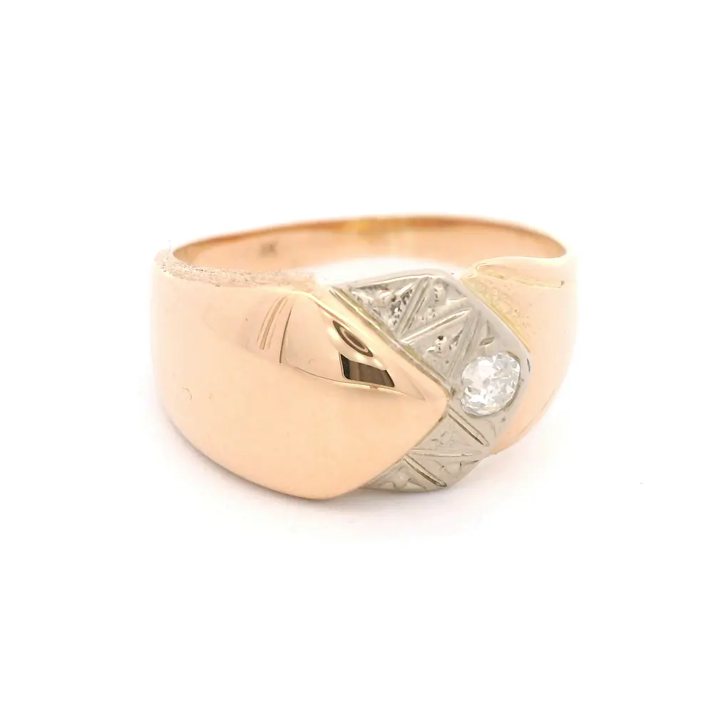 Anillo Oro 18K Circular con Diamante