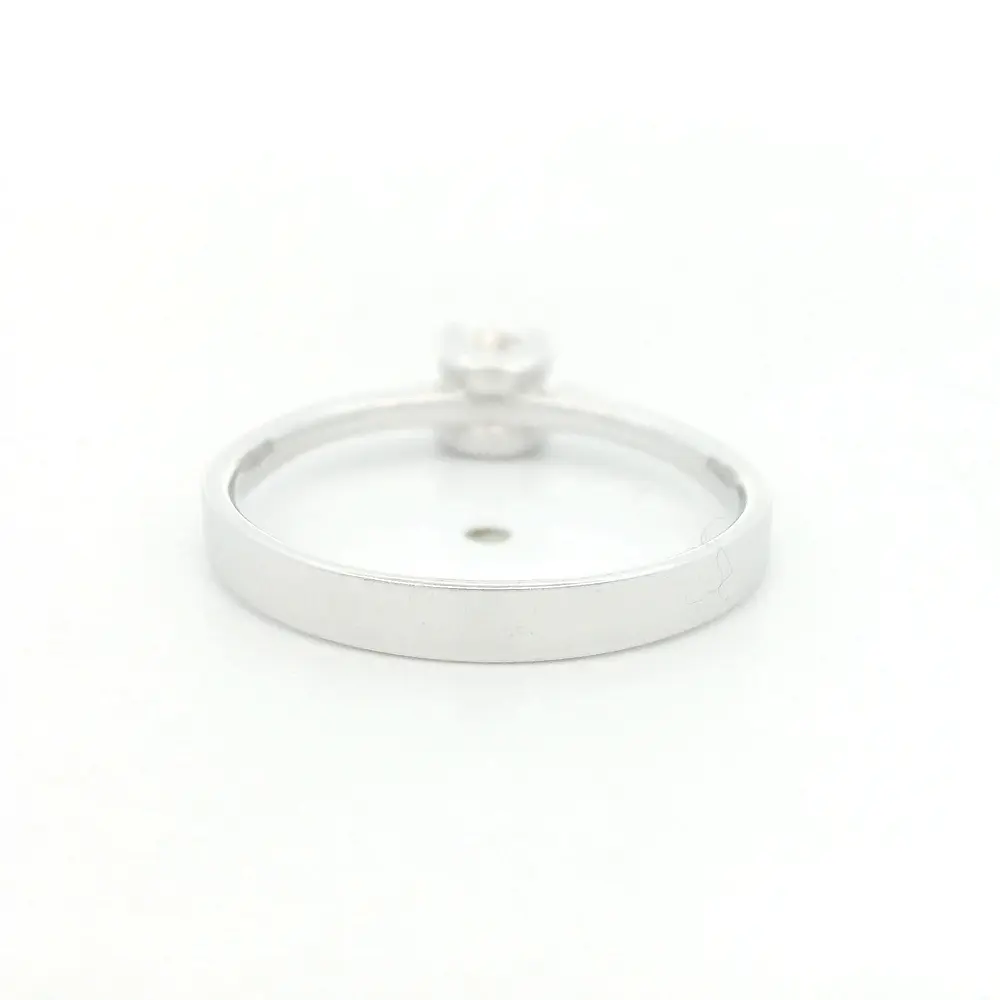 Anillo de Oro Blanco 18K Solitario Rodinado con Diamante Natural