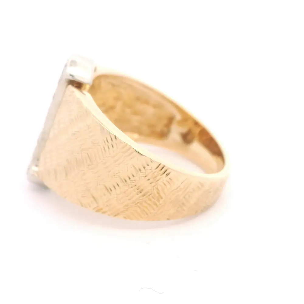 Anillo Oro 14K Bombe con Diamantes