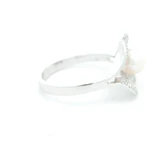 Anillo Oro Blanco 14K Flor con Diamantes y Perla