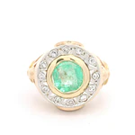 Anillo Oro 18K Halo con Esmeralda