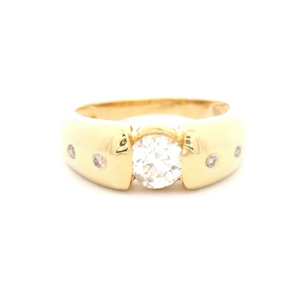 Anillo Oro 18K Bombe con Diamante