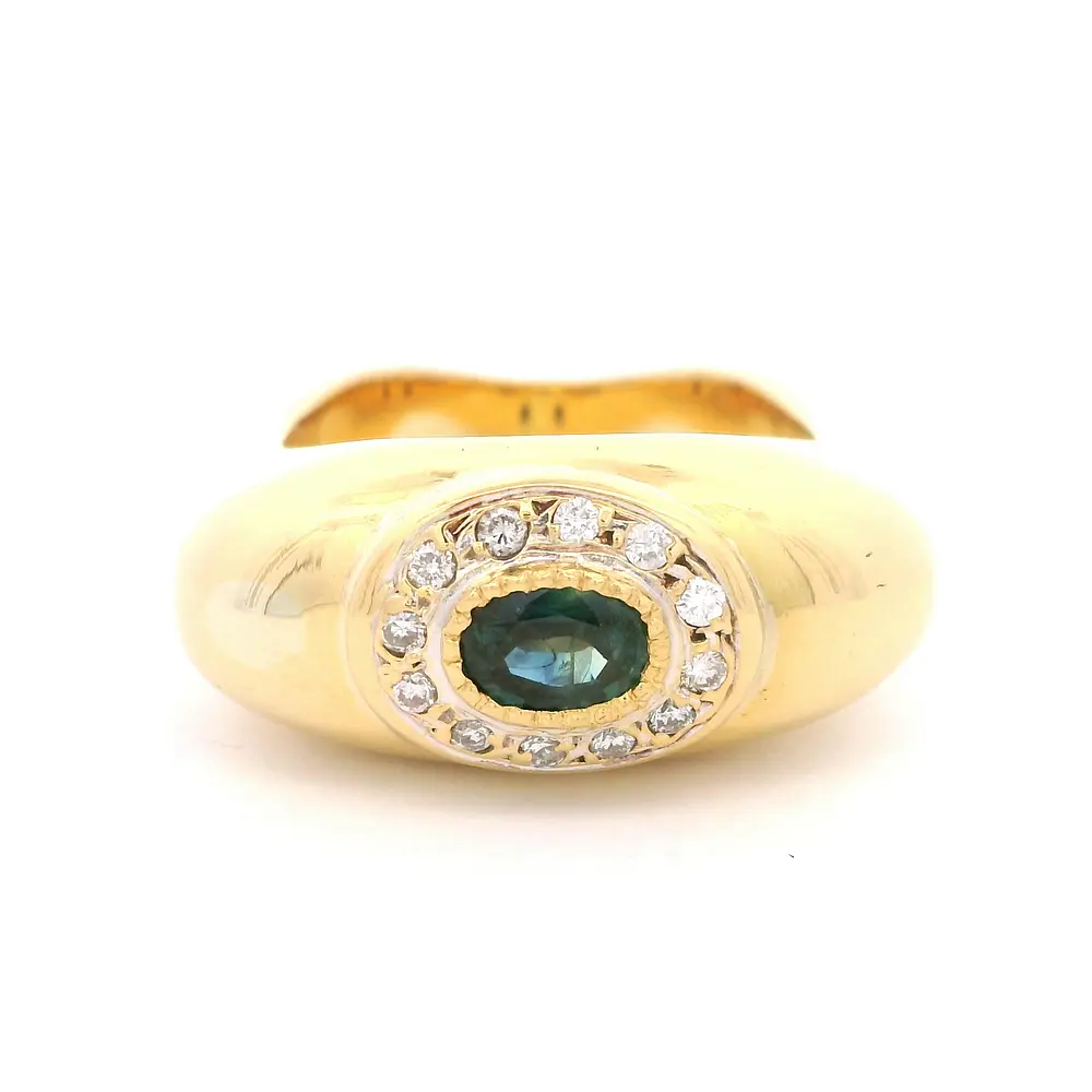 Anillo Oro 18K Bombe con Zafiro