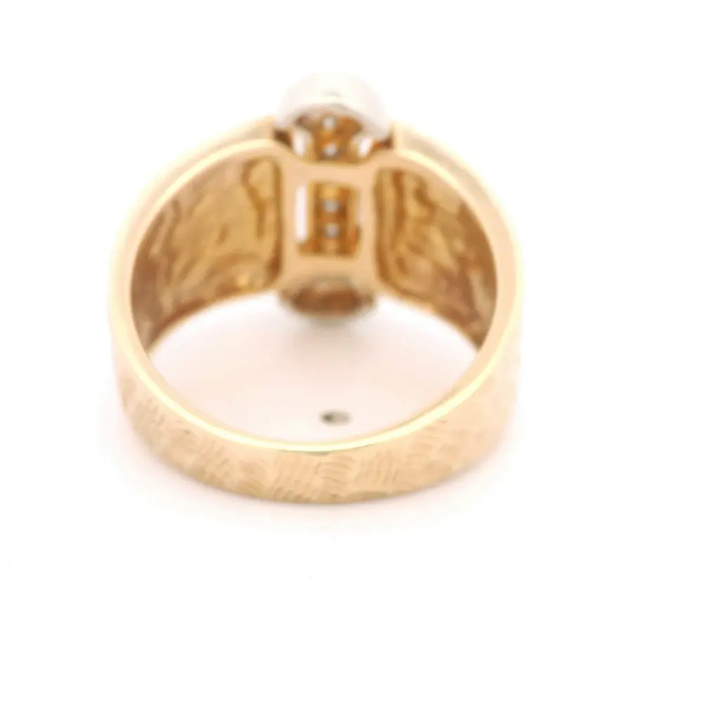 Anillo Oro 14K Bombe con Diamantes