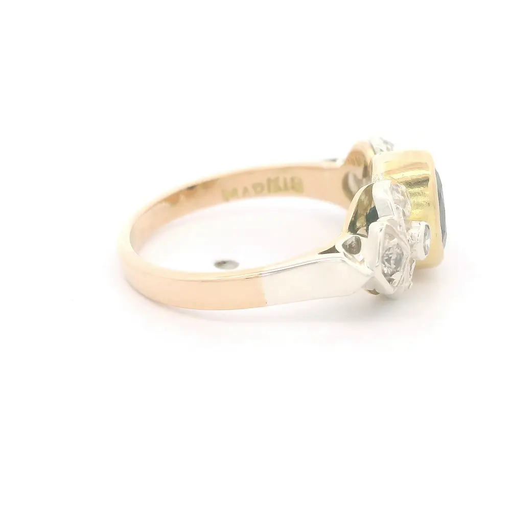 Anillo Oro 18K Lazo con Piedra Azul