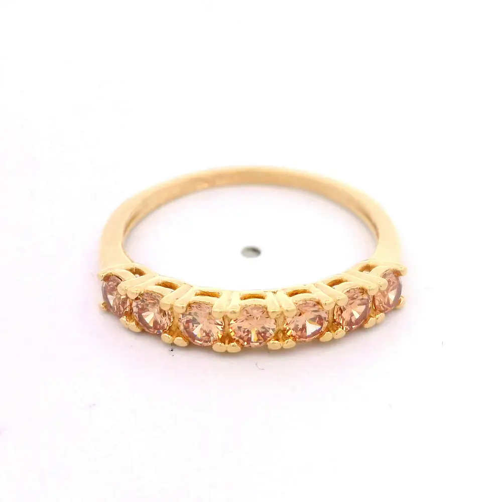 Anillo de Oro 18K Cintillo con 7 MCP Champagne