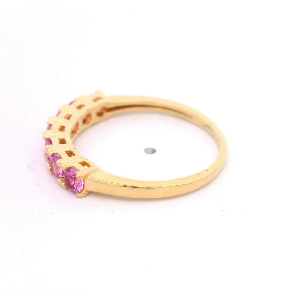 Anillo de Oro 18K Cintillo con 7 MCP Rosadas