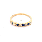 Anillo de Oro Amarillo 18K Cintillo con 5 MCP Incoloras y 4 MCP Azules