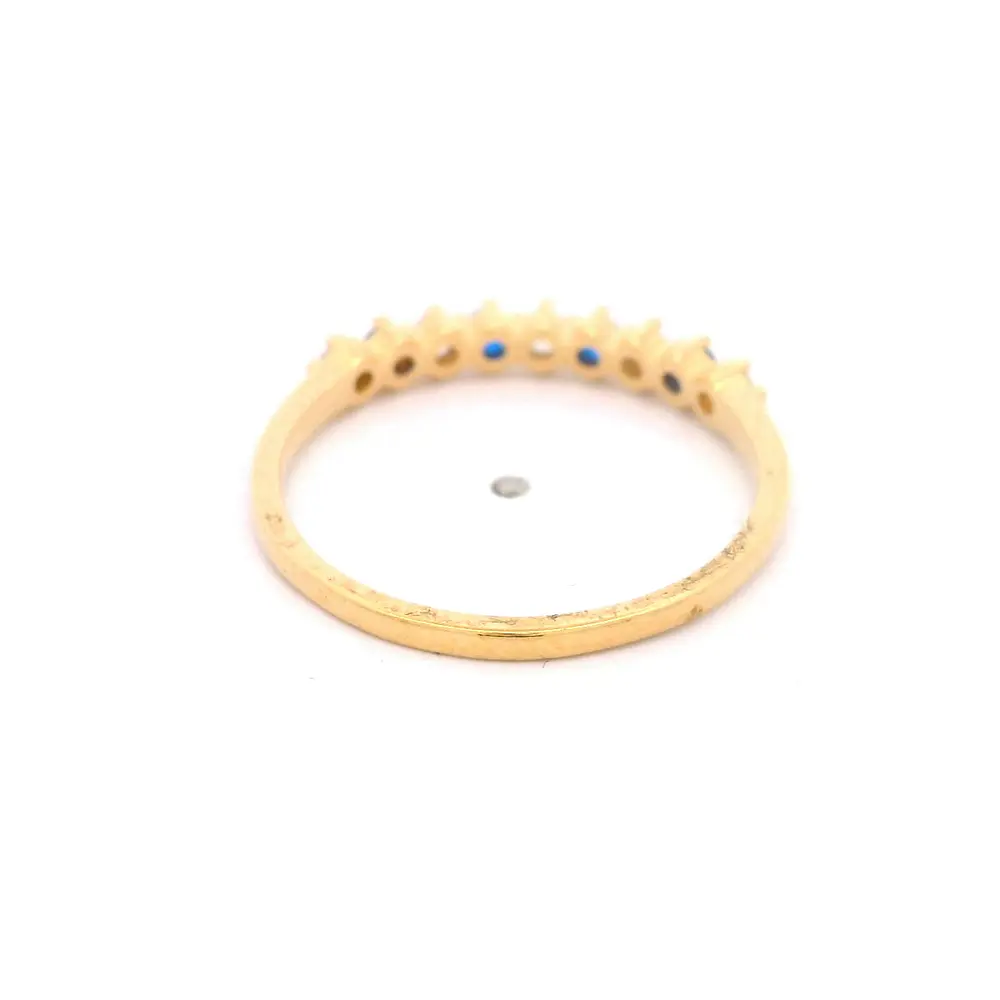 Anillo de Oro Amarillo 18K Cintillo con 5 MCP Incoloras y 4 MCP Azules
