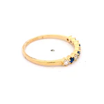 Anillo de Oro Amarillo 18K Cintillo con 5 MCP Incoloras y 4 MCP Azules