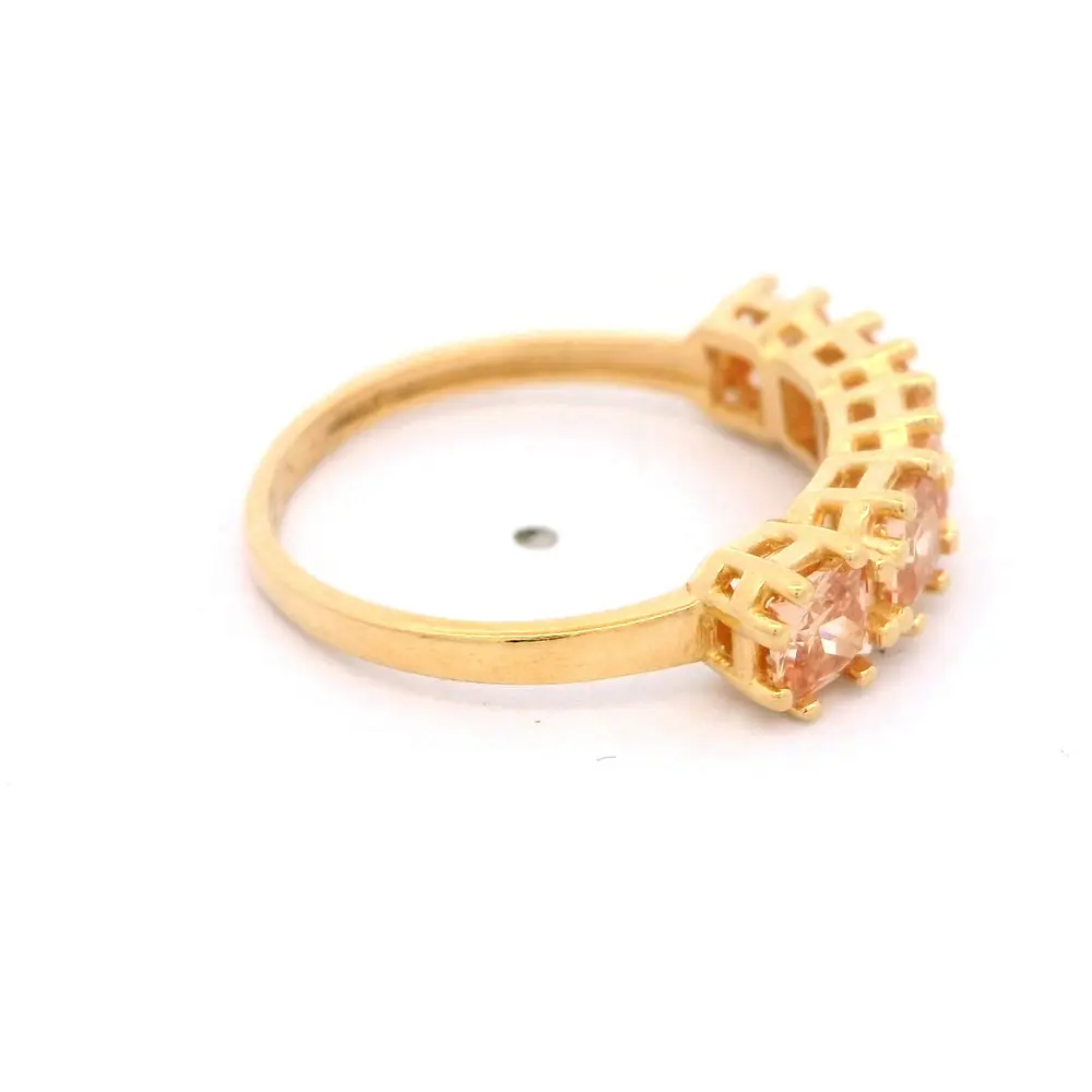 Anillo de Oro Amarillo 18K Cintillo con 5P Champagne