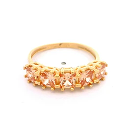 Anillo de Oro Amarillo 18K Cintillo con 5P Champagne
